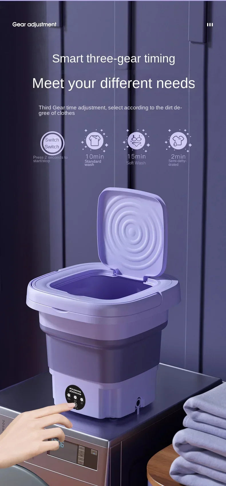 8L Portable Foldable Washing Machine – Mini Laundry Washer & Spin Dryer