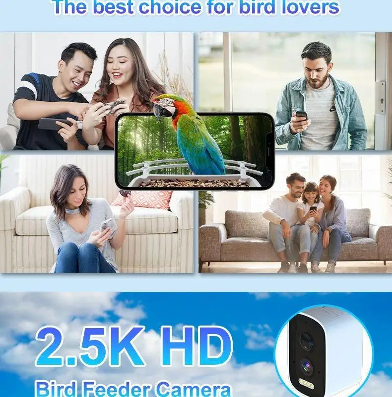 SkyView™ Smart Bird Feeder 1.5L (Solar Powered Camera + AI Recognition) Full Color Night Vision Pet Products