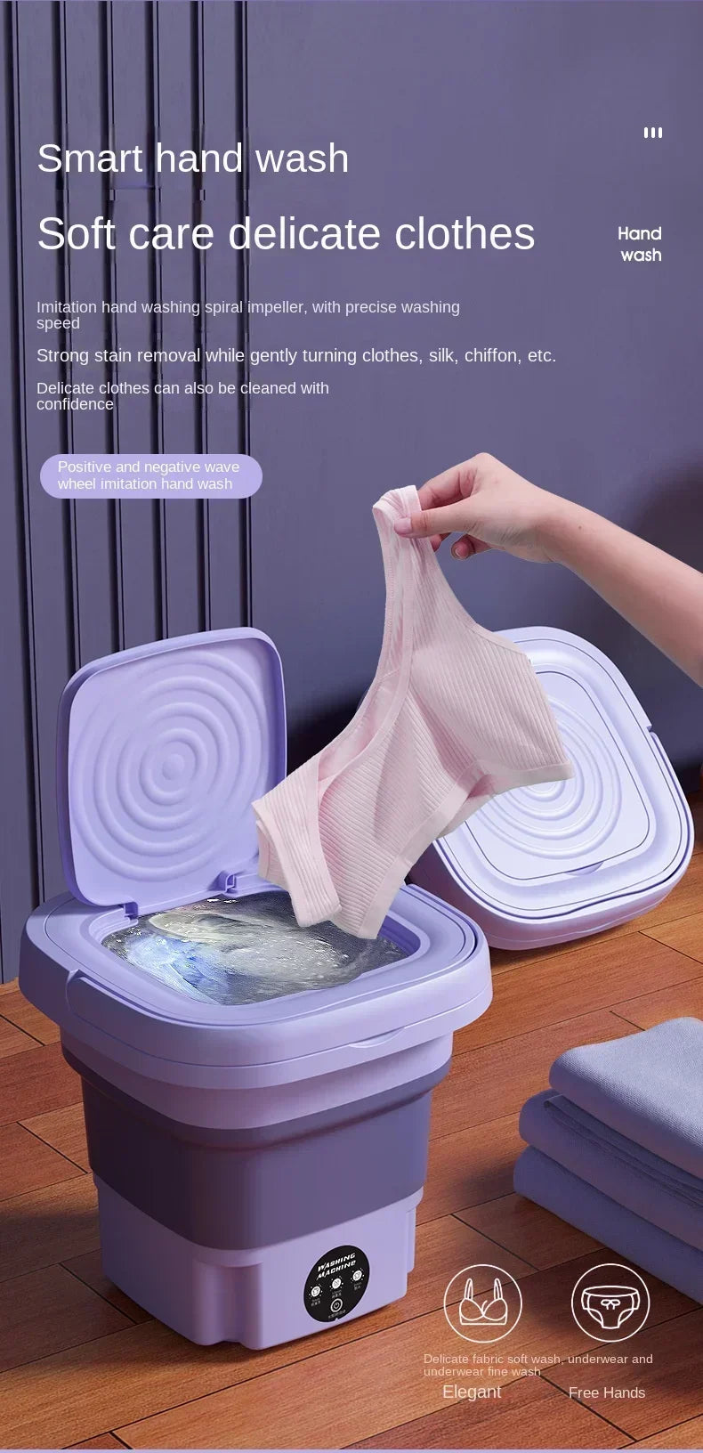 8L Portable Foldable Washing Machine – Mini Laundry Washer & Spin Dryer