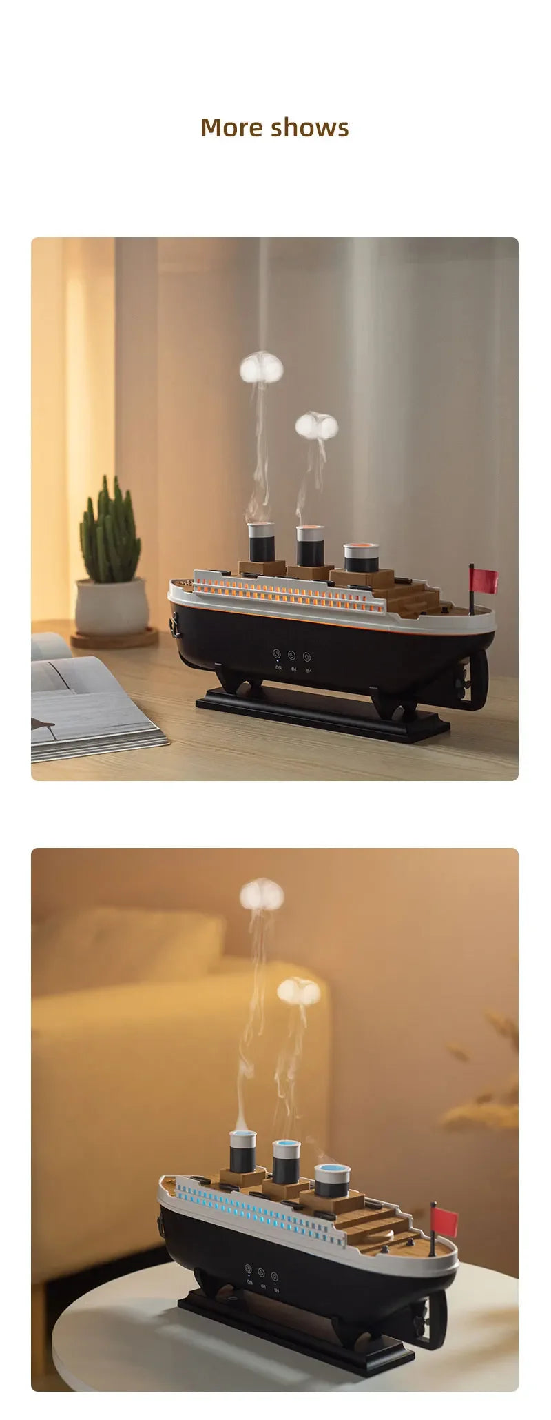 Titanic Ship Mist Humidifier with Remote Control – 250ml Aroma Diffuser (Jellyfish Smoke Effect)