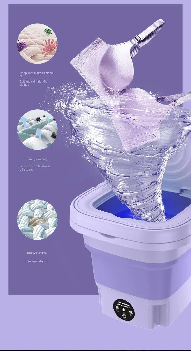 8L Portable Foldable Washing Machine – Mini Laundry Washer & Spin Dryer