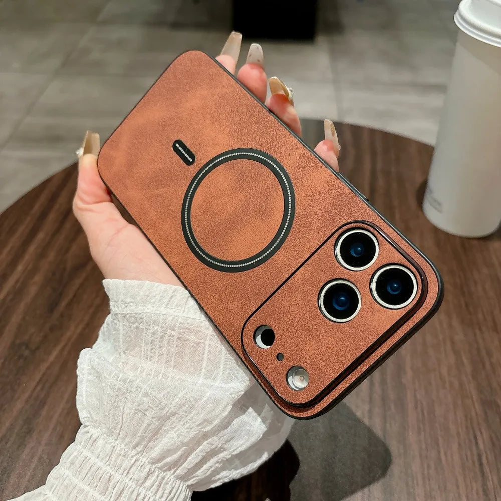 MagSafe Leather Protective Case for iPhone 17 Pro Max (Full Camera Guard)