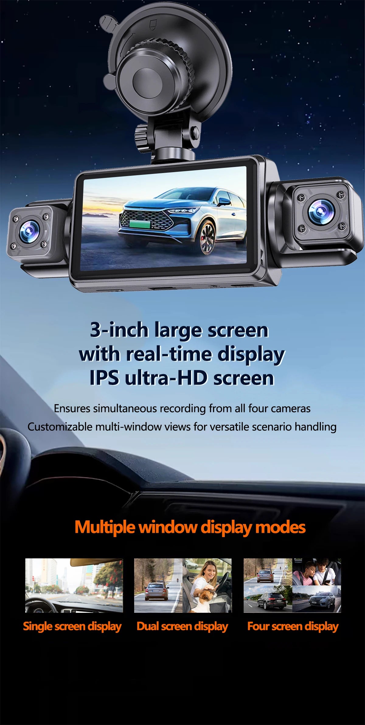 Drive360 Pro™ – 4-Channel Smart Dash Cam with 24h Parking Monitor