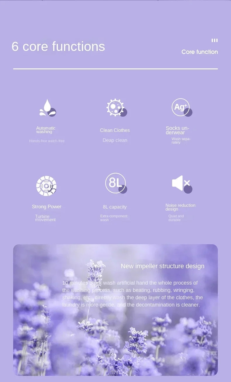 8L Portable Foldable Washing Machine – Mini Laundry Washer & Spin Dryer