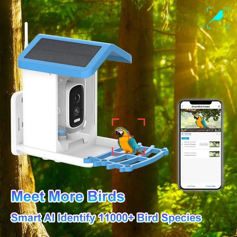 SkyView™ Smart Bird Feeder 1.5L (Solar Powered Camera + AI Recognition) Full Color Night Vision Pet Products