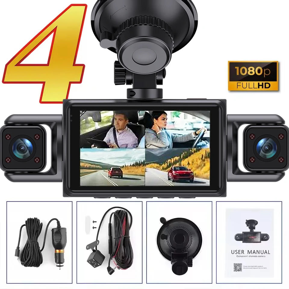 Drive360 Pro™ – 4-Channel Smart Dash Cam with 24h Parking Monitor