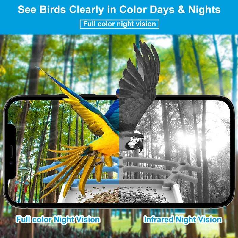 SkyView™ Smart Bird Feeder 1.5L (Solar Powered Camera + AI Recognition) Full Color Night Vision Pet Products