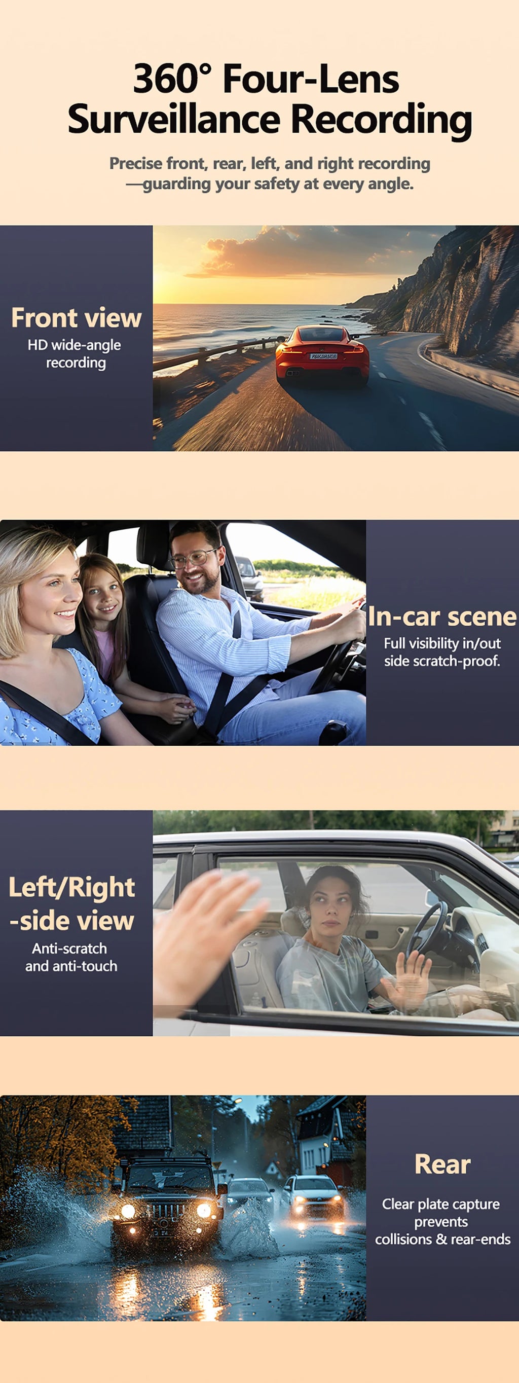 Drive360 Pro™ – 4-Channel Smart Dash Cam with 24h Parking Monitor