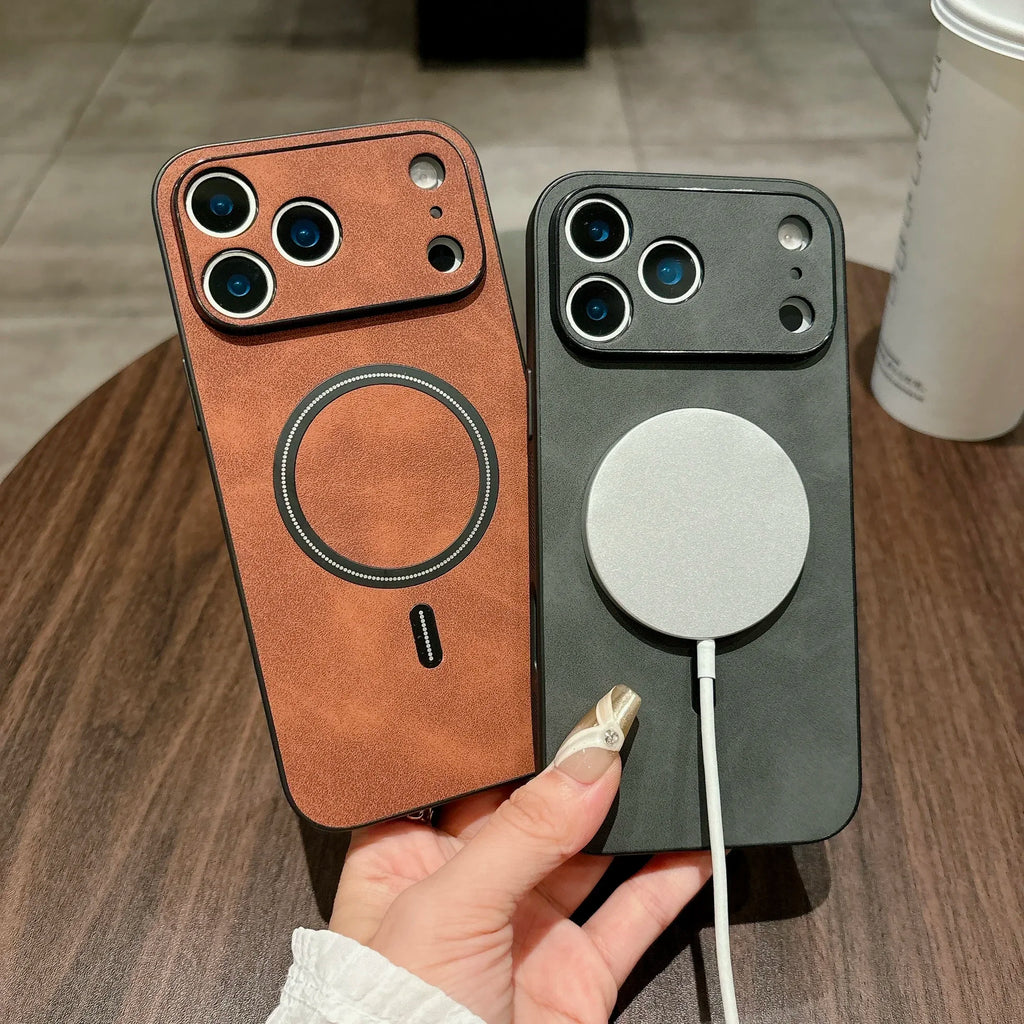 MagSafe Leather Protective Case for iPhone 17 Pro Max (Full Camera Guard)