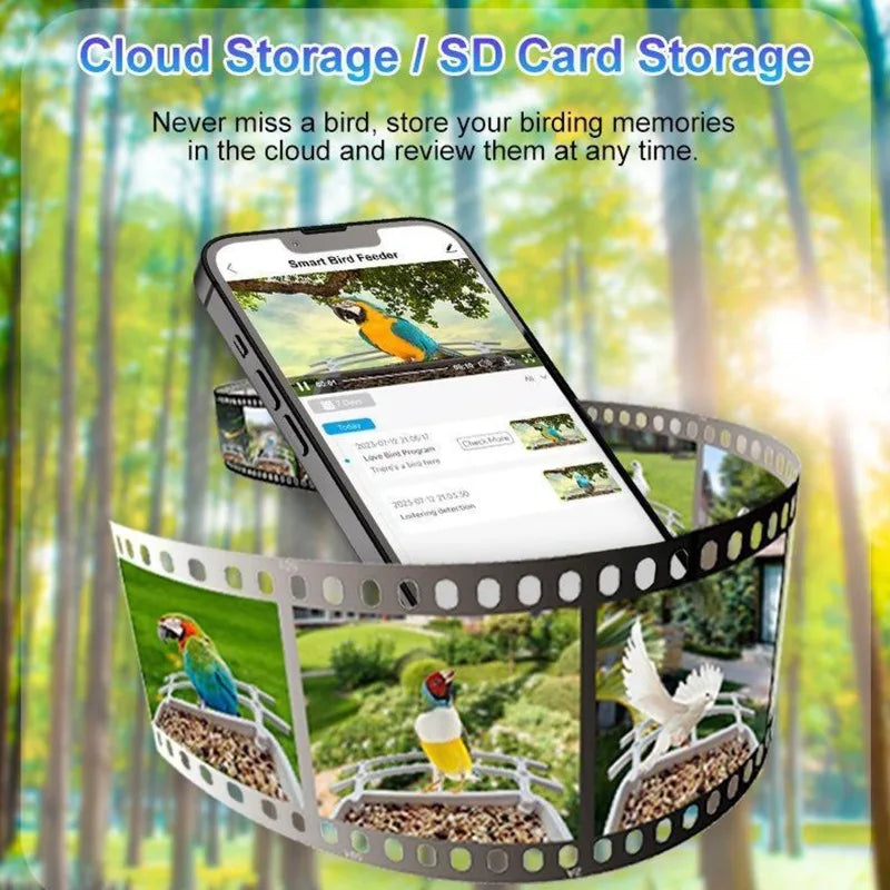 SkyView™ Smart Bird Feeder 1.5L (Solar Powered Camera + AI Recognition) Full Color Night Vision Pet Products